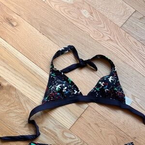 Patagonia Navy Bikini Top With Colored Birds